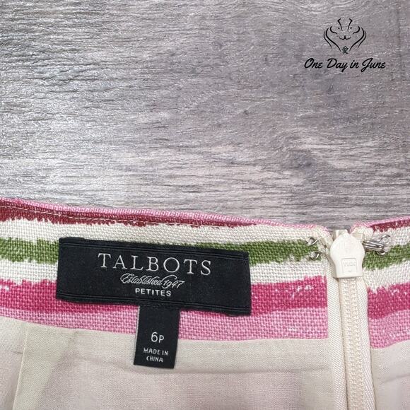 Talbots Petites Linen Striped Skirt Size 6P - Picture 2 of 5